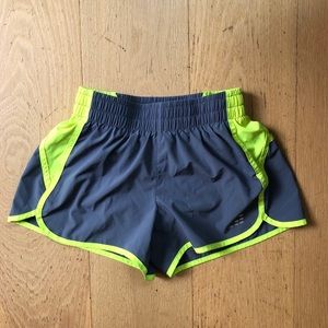 Grey and yellow BCG women’s athletic shorts